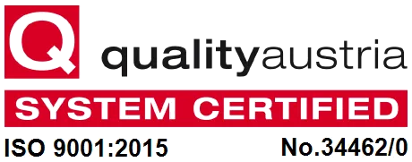 ISO 9001:2015 – system certified by Quality Austria